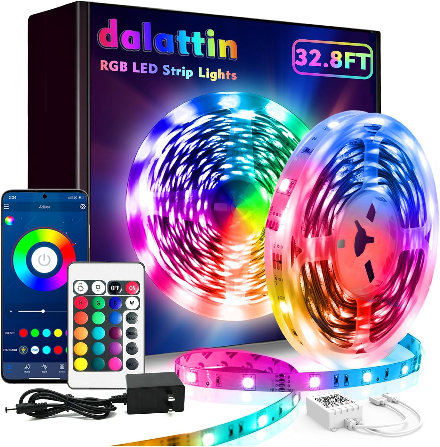 SRWEHG-Led Lights for Bedroom 32.8ft Dalattin 1 Roll Smart RGB Led ...