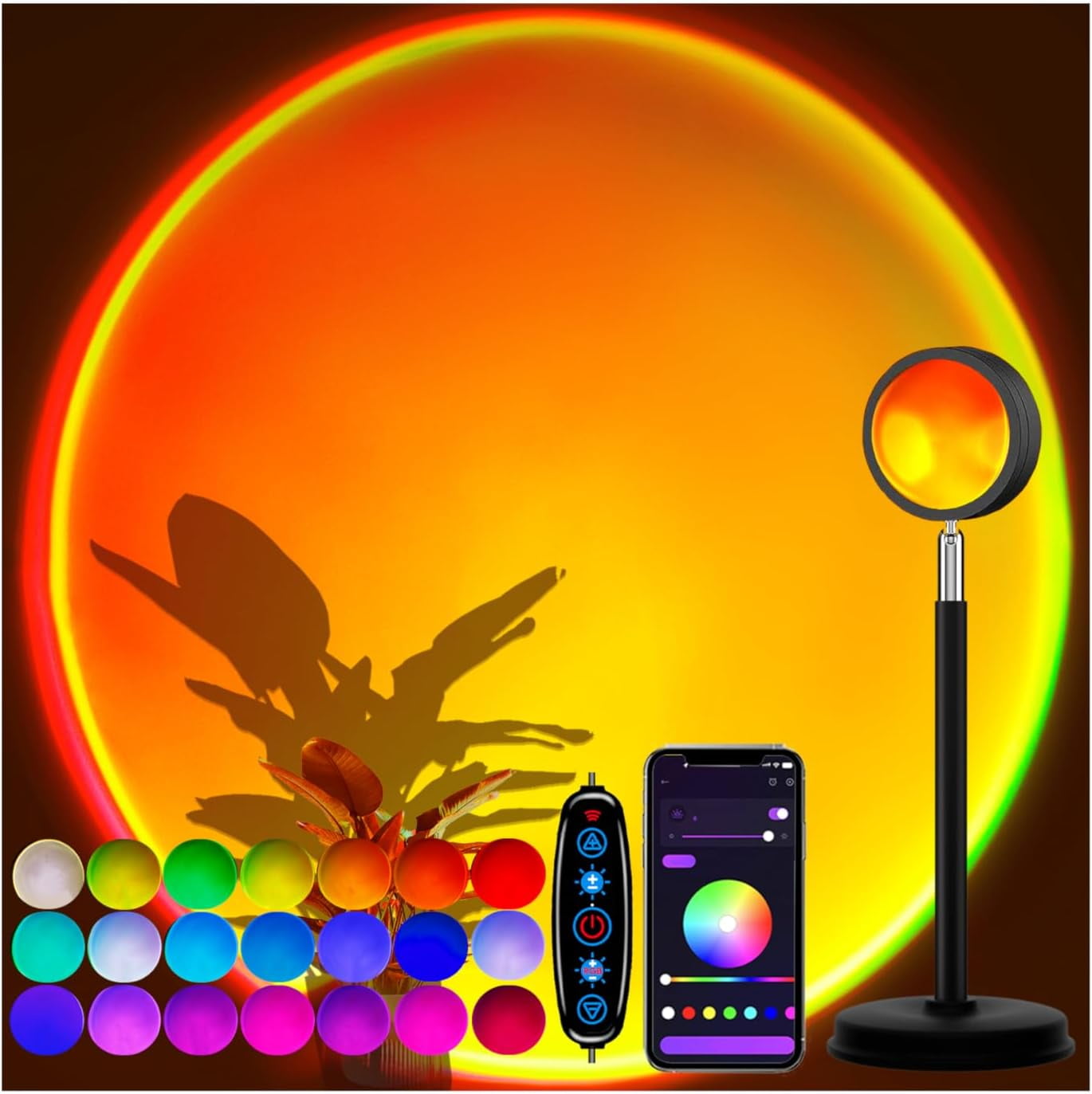 SRWEHG-Sunset Lamp Projector with APP Control - 21 Color Changing LED ...