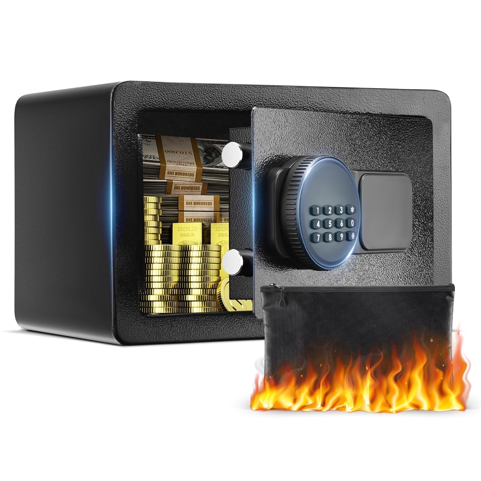 Walmart Deal of SRWTRCHRY Personal Fire and Water Resistant Safety Safe Box, 0.85 Cu. ft, Digital Keypad Lock, Wall Mountable, Black