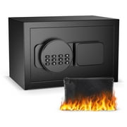 SRWTRCHRY 0.4 Cu. ft. Safe Box, Lock Box with Fireproof Safe Bag, Cash Box, Money Box with Key, Small Safe, Digital Keypad Lock, Wall-Mount