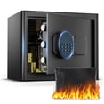 thumbnail image 1 of SRWTRCHRY 1.1 Cu. ft. Safe Box, Keys & Digital Keypad Lock, Home Safe for Money, Wall Mountable, Black, 24.7lb, 1 of 14