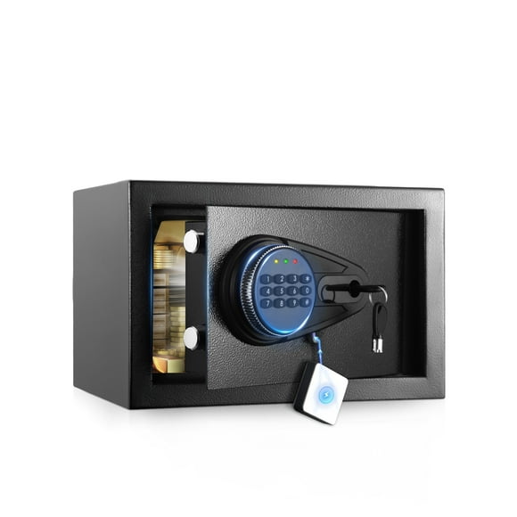 SRWTRCHRY 1.5 Cu. ft. Safe Box,Keys & Digital Keypad Lock, Home Safe for Money, Wall Mountable, Black