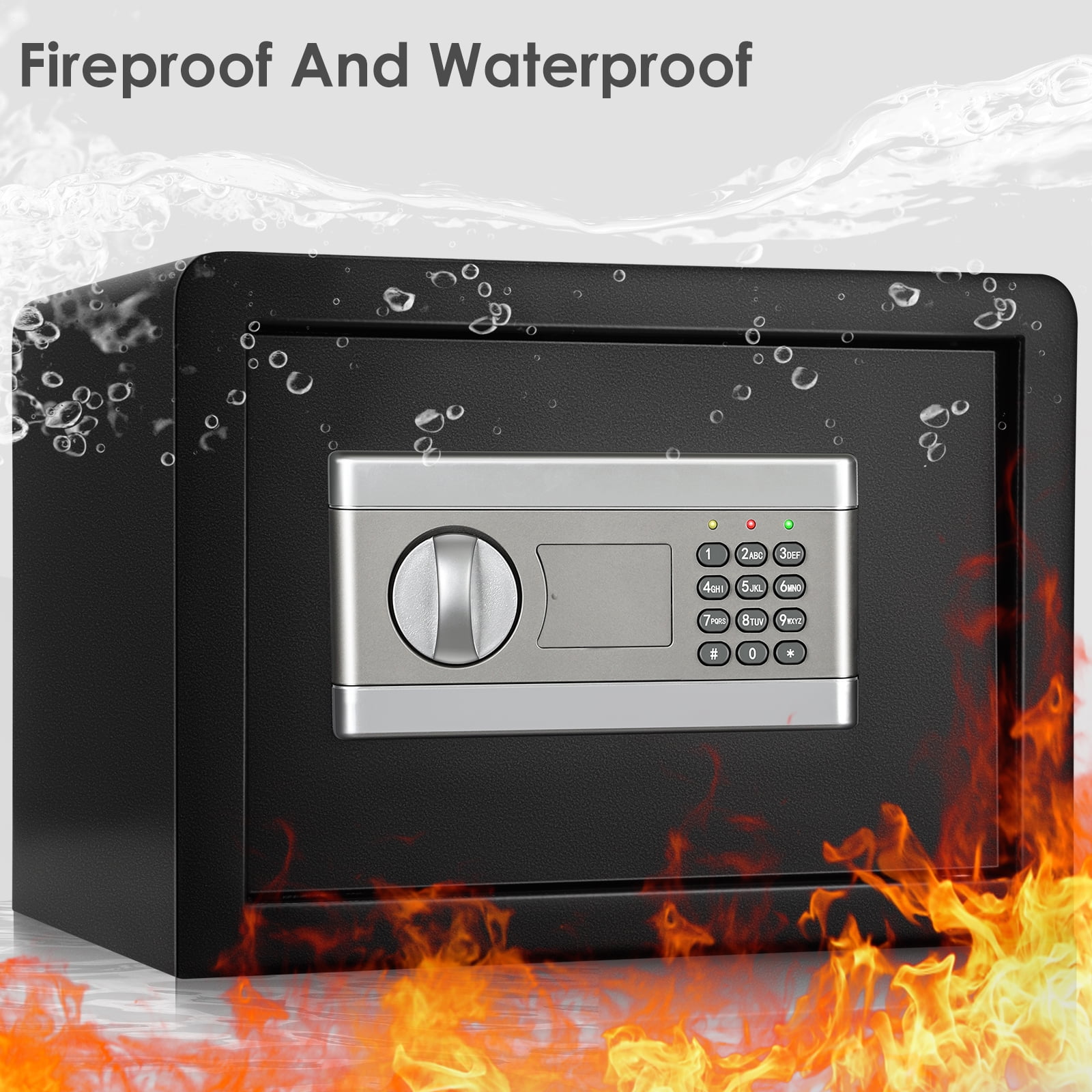 SRWTRCHRY 1.2 Cu. ft. Safe Box, Fireproof, Keys & Digital Keypad Lock, Home Safe for Money, Wall Mountable, Black, 17.2lb