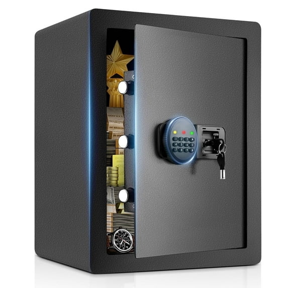 SRWTRCHRY 2.0 Cu ft Large Safe Box, Home Safe with Digital Keypad and Deposit Slot & Alarm System, Money Safe With Mute Function and LED Light, Safe for Money Valuables