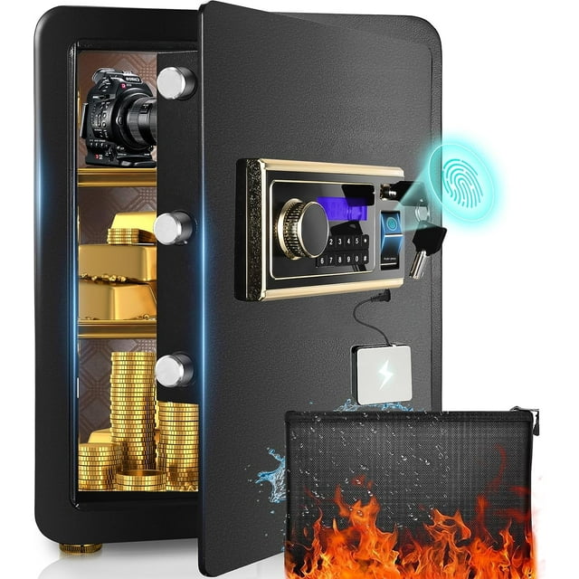 SRWTRCHRY 3.0 Cu.ft. Security Safe Personal Safe, Fingerprint Digital