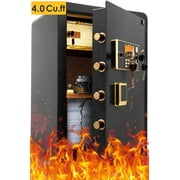 SRWTRCHRY 4.0 Cubic Home Safes,with Interior Safe Lock Box, Fire-Resistant and Water-Resistant Safe Bag, Dual Key System Safety Box with Code, Wall-Mount Large Safes, Floor Safes