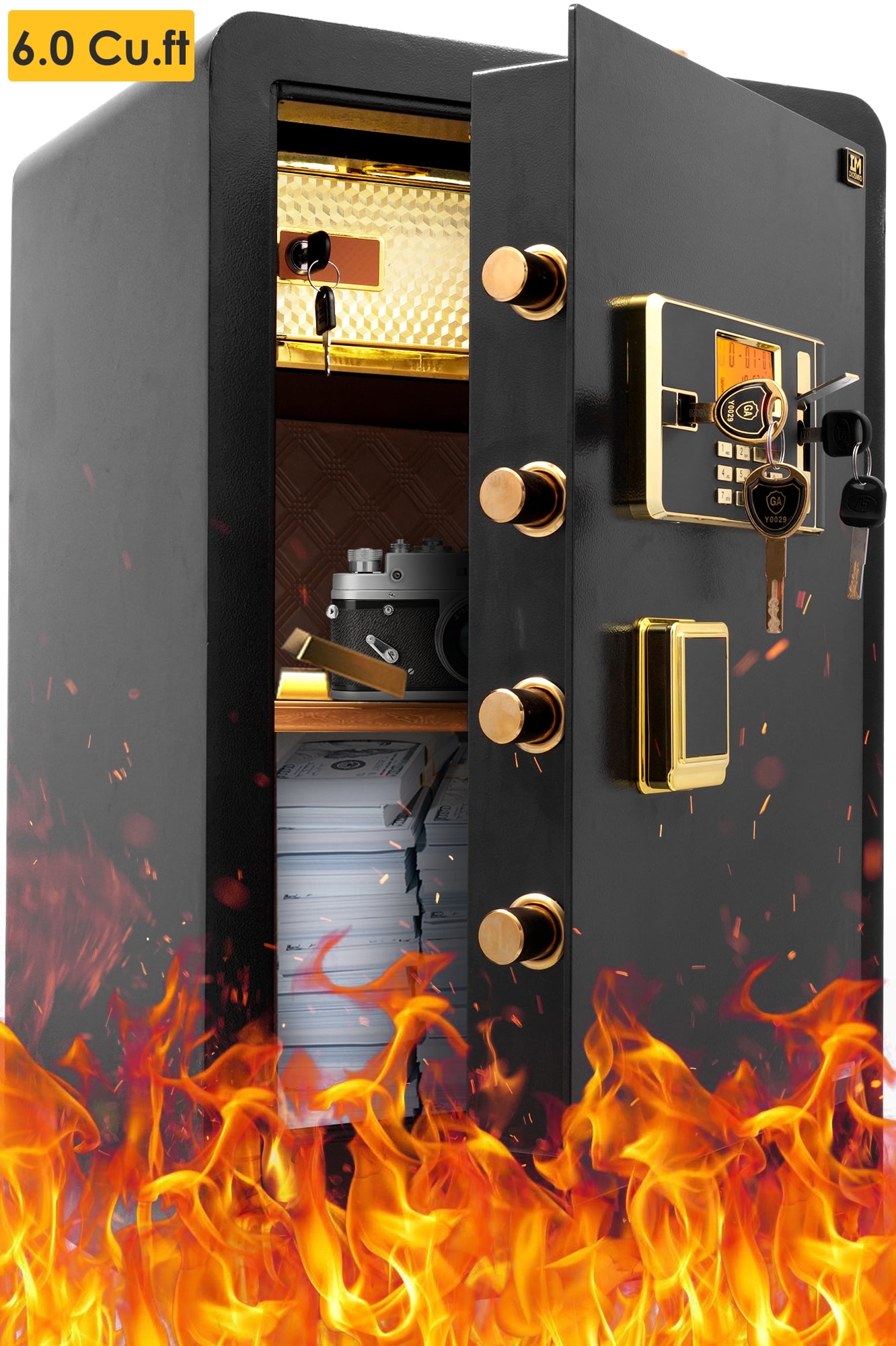 SRWTRCHRY 6.0 Cu. ft. Fire Resistant Safe, with Digital Keypad Lock, Wall  Mount, Black, 77 lb 