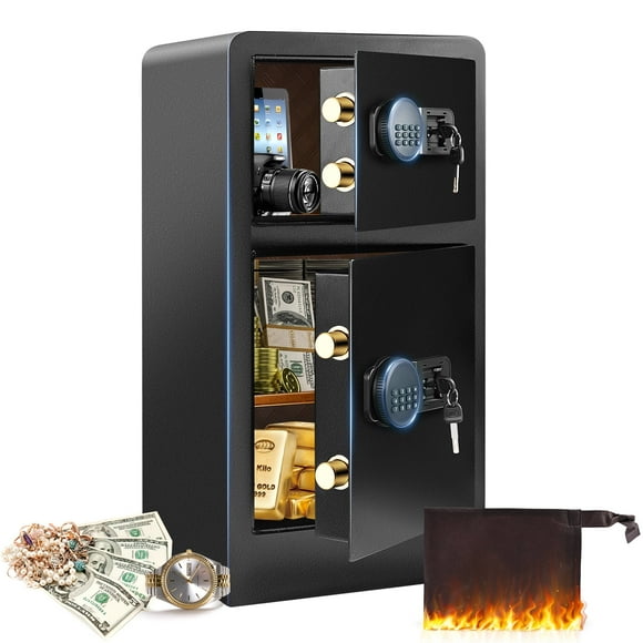 SRWTRCHRY 6.5 Cu.ft. Safes, Personal Secure Anti-Theft Home Safe, Large Lock Safe with Dial Keypad, Fireproof Safe Dual Key, 88 lb