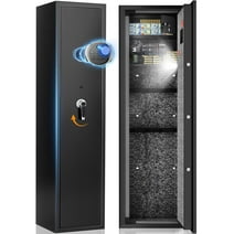 SRWTRCHRY Fingerprint 5-Gun Safe, 2s Quick Access Gun Cabinet with 2 Open Ways, Electronic Storage Cabinet for Rifles, Heavy-Duty Security Cabinet with Removable Shelf, 56''H