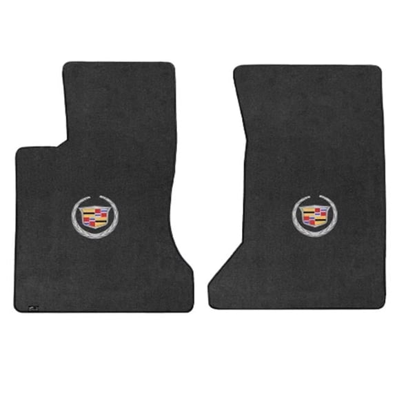 SRX 2Wd 2006-2009 2 Piece Ebony Velourtex Cadillac Logo Mat - Ebony
