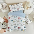 thumbnail image 1 of Toddler Bedding Sets for Babys Boys Girls Kids Dinosaur Cars Toddler Crib Comforter Set Flat Sheet Fitted Sheet and Pillowcase 4 Pieces White, 1 of 4