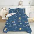 thumbnail image 1 of Blue and White Dinosaur Comforter Set Full Size Cartoon Jurassic Animal Truck Construction Bedding Set for Boys Girls Kids Teens 3 Pieces, 1 of 6