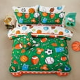 thumbnail image 1 of 6Pcs Bed in A Bag Twin Sports Comforter Set, Rugby Ball Jersey Patchwork Printed Bedding Collections,for Boys Kids Teen,Green, 1 of 6