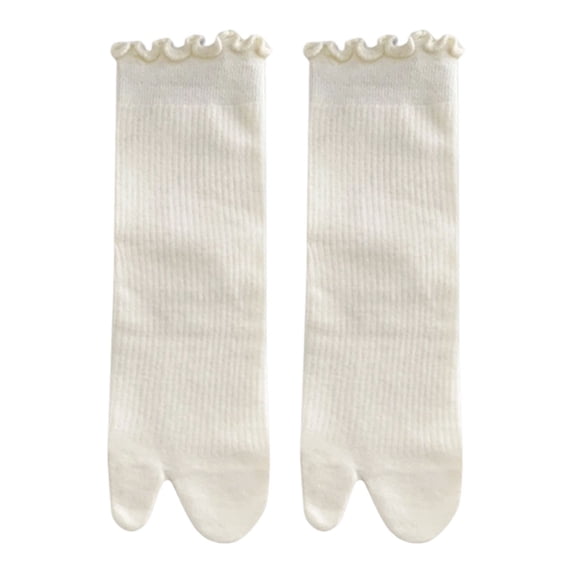 SRZYMJ 1 Pairs Women Split Two Toe Socks Japanese Tabi Flip Flops Sandal Socks Ruffle Frilly Sports Casual Socks