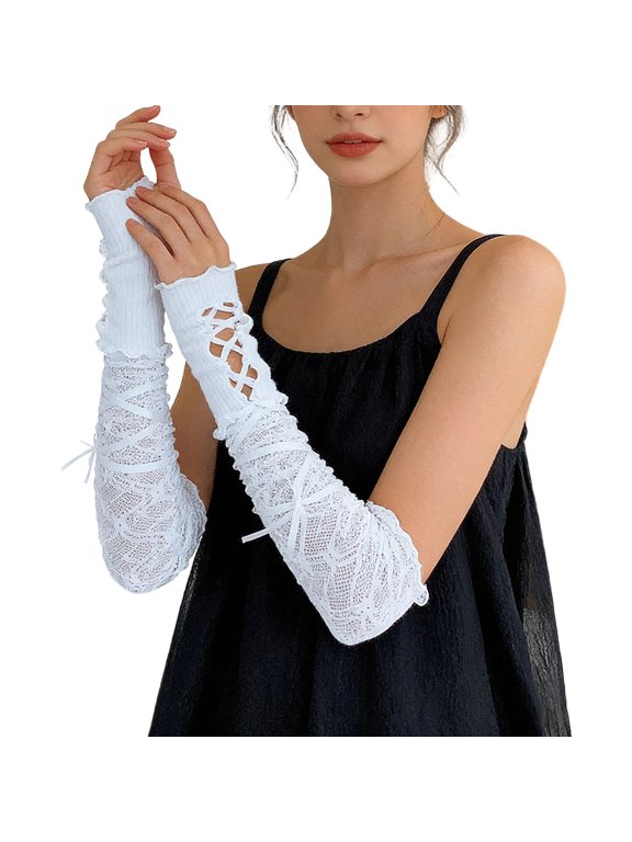 Accessories Cutecore Grunge Gloves for women Goth Fingerless Ripped Long Sleeve Cosplay Lolita Cute Arm Warmers