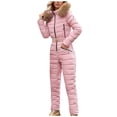 thumbnail image 1 of SRZYMJ Athletic Women's Jumpsuit Stylish Women's Hooded Jumpsuit with Large Collar Korean Design Slim Fit Insulated Winter Ski Suit for, 1 of 4