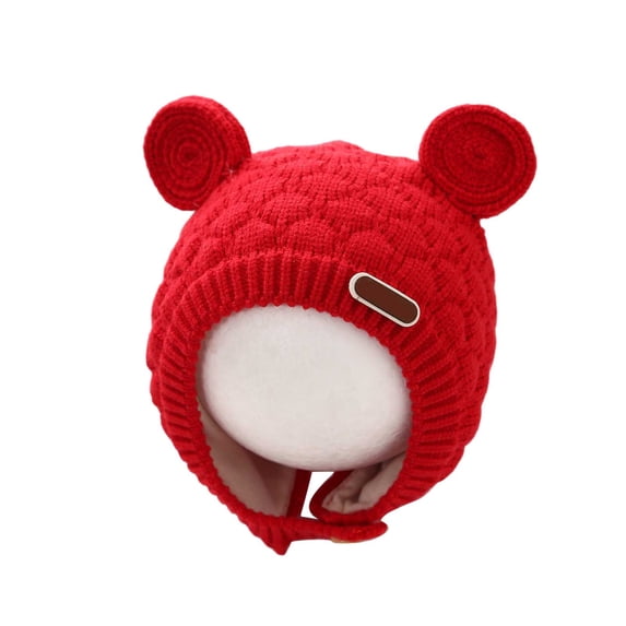 SRZYMJ Baby Crochet Hat Cute Bear Ear Beanie Toddler Boys Girls Earflap Hats for Fall Winter Warm Cap