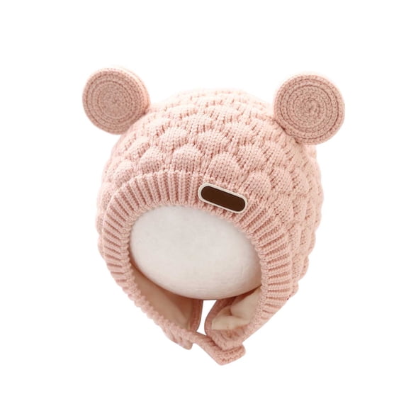 SRZYMJ Baby Crochet Hat Cute Bear Ear Beanie Toddler Boys Girls Earflap Hats for Fall Winter Warm Cap