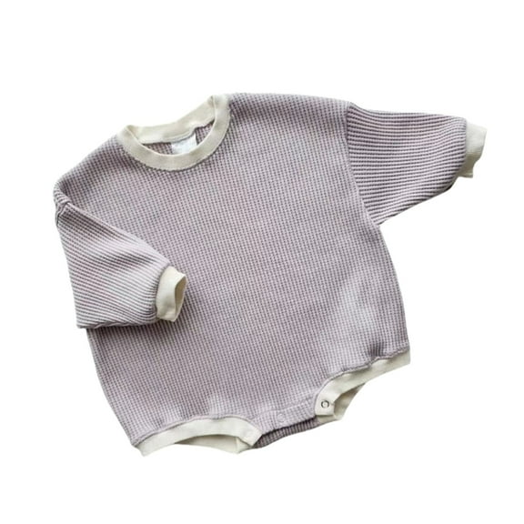 SRZYMJ Baby Girl Boy Sweater Knit Oversized Pullover Sweatshirt Romper Onesie Warm Fall Winter Clothes Outfit Light Purple 3-6 Months