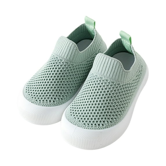 SRZYMJ Baby Sneakers Girls Boys Shoes Lightweight Breathable Walking Shoes Infant Mesh Flat Slip On Sneakers First Walkers Shoes Green 18-24 Months
