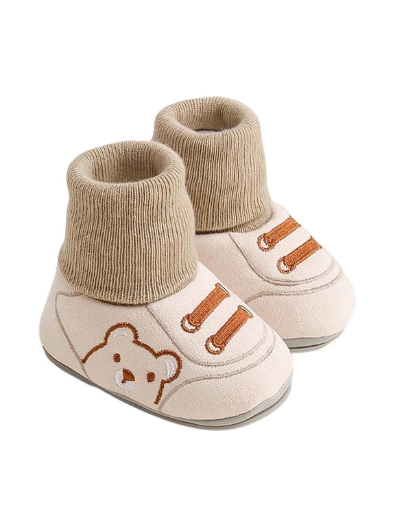 Baby Winter Shoes for Toddlers 0-6 Month, Cute Bear Plush Baby Sock Shoes Non- Unisex Comfortable and Warm Baby Boots