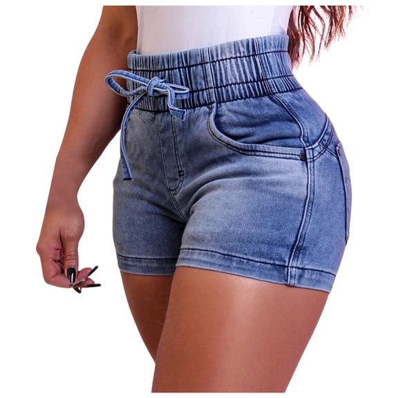 SRZYMJ Beach Outfit Jean Shorts Ladies Women's Casual Fashion Baggy High Waisted Denim Shorts Comfortable Stretch Daily Wear