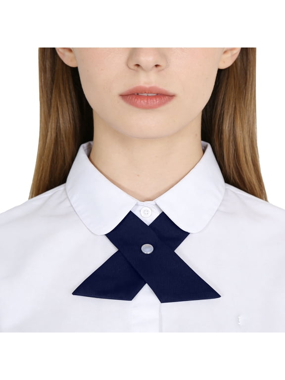 Black Bow Tie for Women, Adjustable Criss Cross Bow Ties Girls Uniform Ties Crossover Bowtie for School Graduation