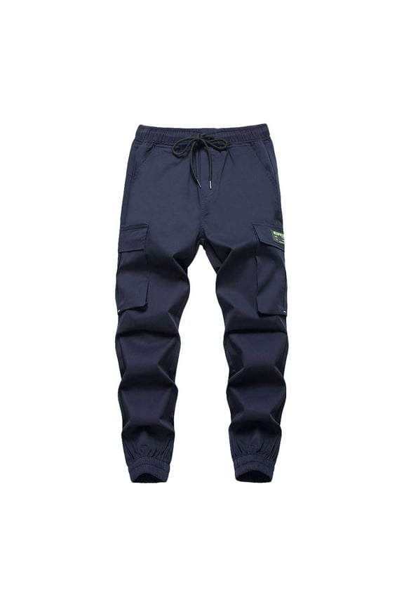 Boys Camo Pants Kids Pull On Drawstring Youth Camouflage Cargo Joggers Navy 14-15 Years