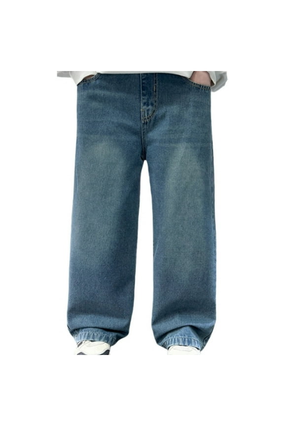Boys Cargo Trousers with Full Elastic Waistband Regular Fit Comfortable Children's Casual Pants for Everyday Wear Blue 4-5 Years