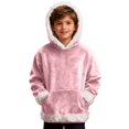 thumbnail image 1 of SRZYMJ Boys Flannel Hooded Pullover Sweatshirt Soft Cozy Casual Wear Youth Childrens Outerwear Jacket Top Light Pink 10-11 Years, 1 of 7