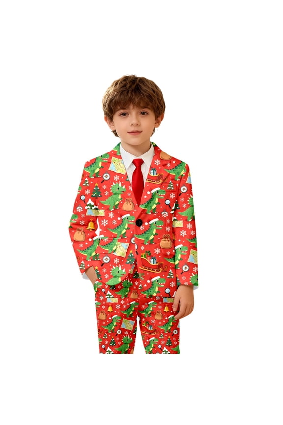 Boys Formal Blazers Casual Button Suit Jackets Dress School Sport Coats Red 7-8 Years