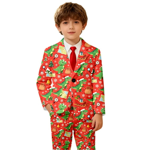 SRZYMJ Boys Formal Blazers Casual Button Suit Jackets Dress School Sport Coats Red 7-8 Years