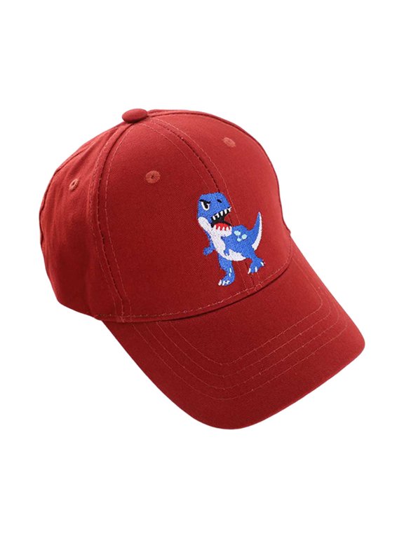 Boys Girls Casual Washed Baseball Cap, Tyrannosaurus Rex Dinosaur Embroidery Sun Hat, Korean Style Adjustable Kids Baseball Hat for Spring Summer 2-8 Years