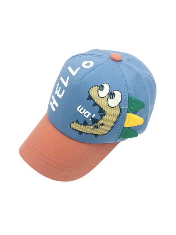Boys Girls Casual Washed Baseball Cap, Tyrannosaurus Rex Dinosaur Embroidery Sun Hat, Korean Style Adjustable Kids Baseball Hat for Spring Summer 2-8 Years