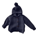 thumbnail image 1 of SRZYMJ Boys Girls Hooded Cardigan Sweater Soft Knit Fall Winter Coats Jackets With Design Details For Kids And Children Black 4-5 Years, 1 of 2