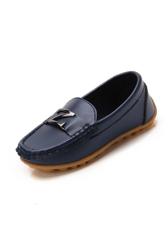 Boys Girls Loafers Dress Flats Slip-On Oxford Casual Moccasins School Walking Boat Shoes Blue 18-24 Months