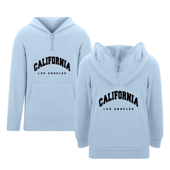 SRZYMJ Boys Girls Quarter Zip-Up Hoodies Long Sleeve Pullover Sweatshirts Pockets for Casual School and Outdoor Wear Light Blue 13-14 Years