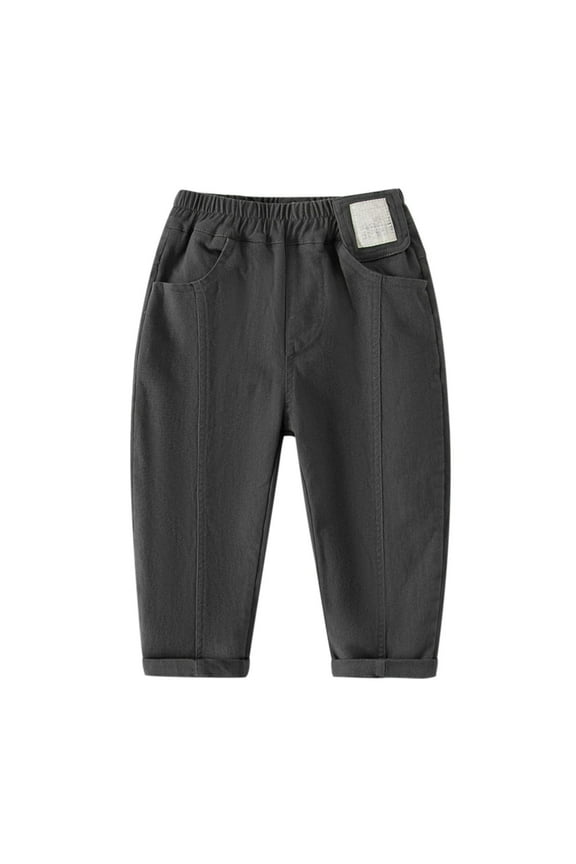 Boys Jeans Kids Cotton Denim Pants Summer Pull On Elastic Waist Jeans Tapered Leg Casual Trousers with Pockets Grey 3-4 Years