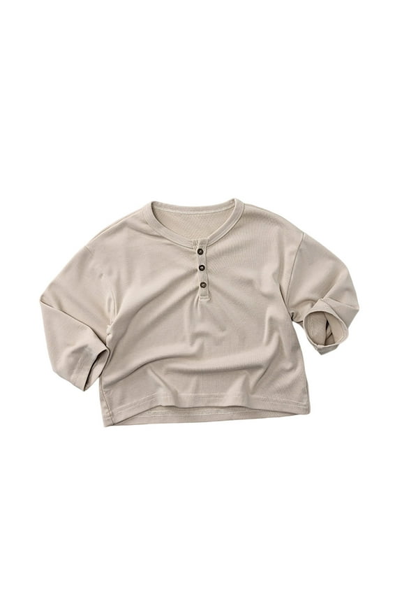 Boys Long Sleeve Bodysuit Stretchy Soft Basic Layer for Baby Toddler Boys Girls Autumn Comfortable Layering Beige 5-6 Years