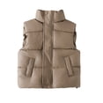 thumbnail image 1 of SRZYMJ Boys Packable Puffer Vest Lightweight Water-Resistant Kids' Outerwear Sleeveless Jacket with Zippered Pockets Khaki 11-12Years, 1 of 9