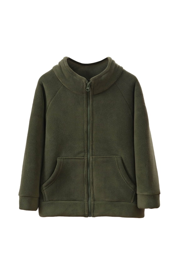 Boys Warm Hooded Jacket for Kids and Toddlers Full Zip Outerwear with Pockets Ideal for Daily School Wear and Casual Outdoor Activities Dark Green 8-9 Years