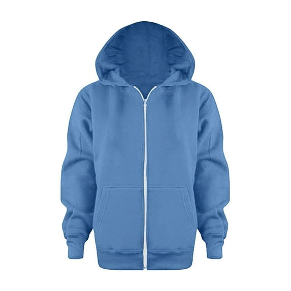 SRZYMJ Boys Zip Up Hoodie Long Sleeve Solid Color Sweatshirt Top Coat for Kids and Youth Blue 4-5 Years