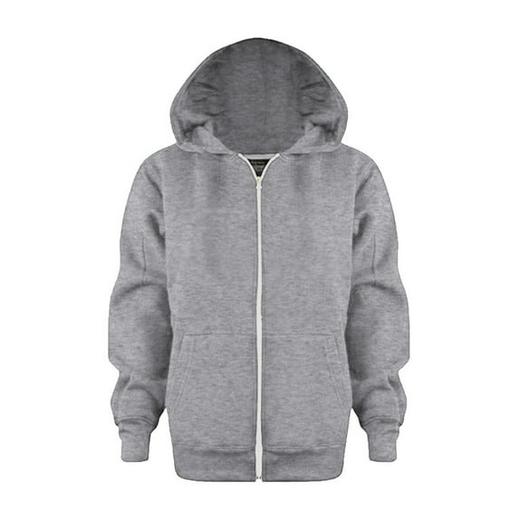 SRZYMJ Boys Zip Up Hoodie Long Sleeve Solid Color Sweatshirt Top Coat for Kids and Youth Grey 7-8 Years