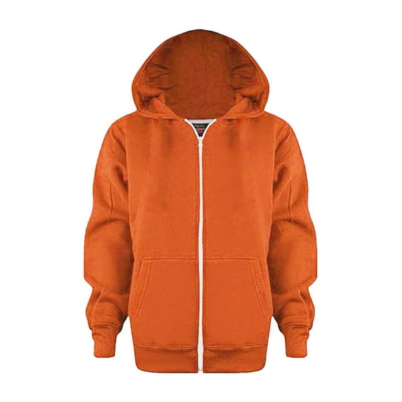 SRZYMJ Boys Zip Up Hoodie Long Sleeve Solid Color Sweatshirt Top Coat for Kids and Youth Orange 5-6 Years