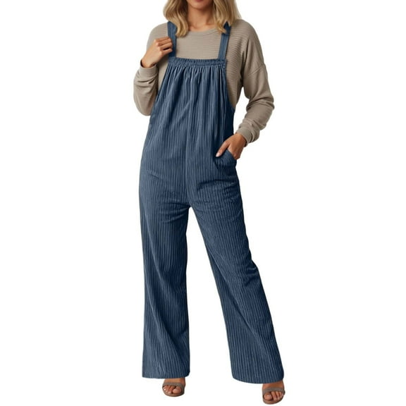 SRZYMJ Casual Womens Jumpsuit Solid Color Corduroy Jumpsuit for Women with Pockets Loose Fit Comfortable Overalls Fashionable