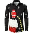 thumbnail image 1 of SRZYMJ Christmas Button Down Shirts for Men Santa Claus Party Outfit Long Sleeve Xmas Graphic Shirts Funny Holiday Vacation Clothes, 1 of 2