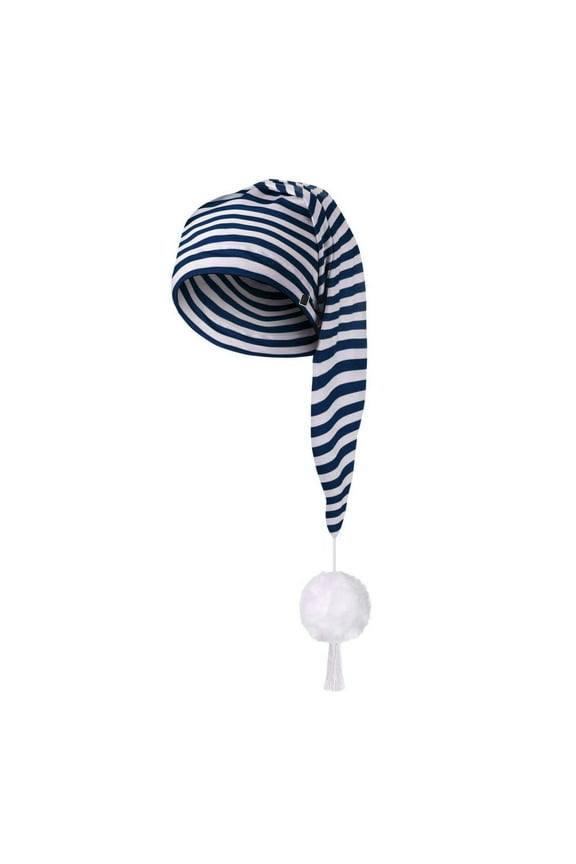 Christmas Sleeping Nightcap for Men Women,Sleep Cap with Pom Ball and Tassel, Adjustable Striped Pajama Hat