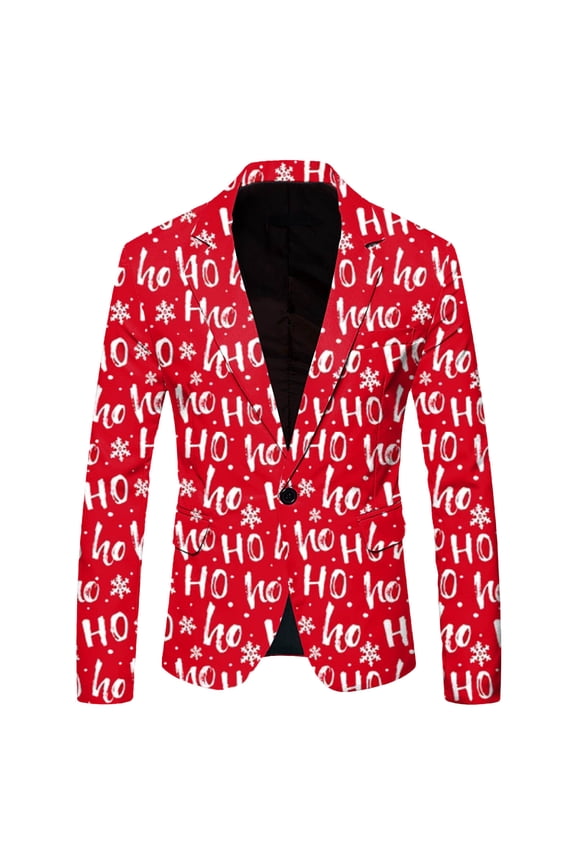 Christmas Suit Jacket for Men Funny Xmas Blazer Jacket Snowflake Print Tuxedo One Button Shawl Lapel Party Jackets