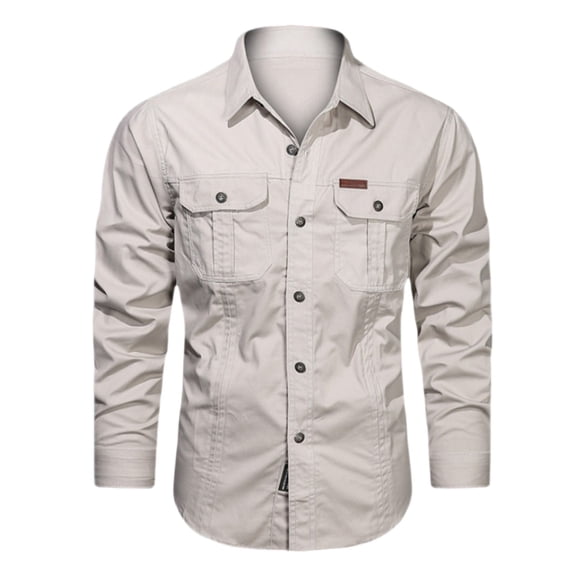 SRZYMJ Classic Men's Long Sleeve Button Down Shirt for Autumn Casual Wear Comfortable Everyday Solid Color Top