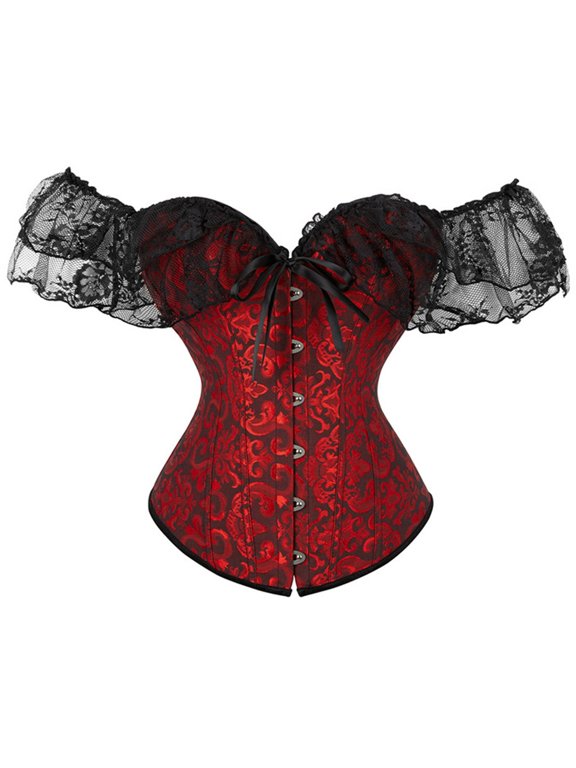 Corset Bustier Women Basques Top Elegant Lace Sleeve Bridal Bustier Corset Shapewear for Waist and Figure